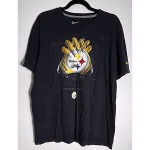 Pittsburgh Steelers Nike T-Shirt Adult L Black NFL Steelers Gloves Picture